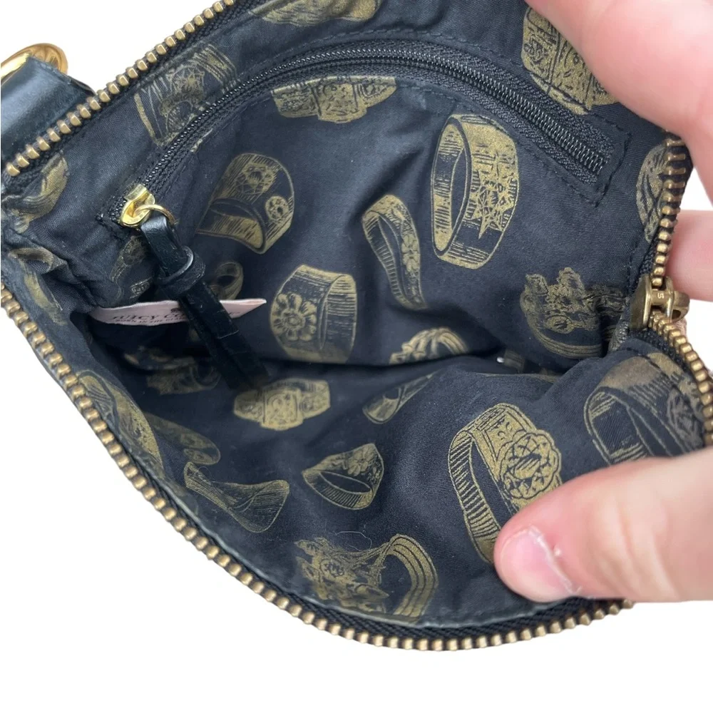 Juicy Couture Vintage Black Leather Wristlet “Choose Juicy Rare Y2K Glitter EUC